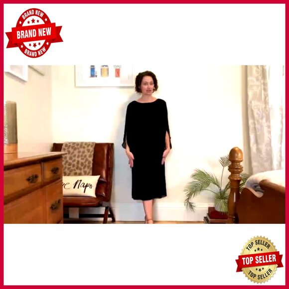 Chiffon Flutter Sleeve Dress Elegant Cocktail Party Wedding Wear Knee Length - Picture 6 of 7